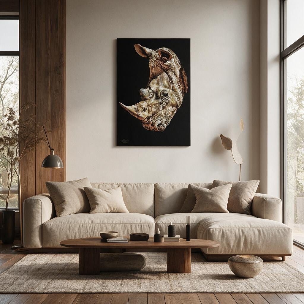 Rhino Fine Art Giclée Matte Black Poster - HD Printing