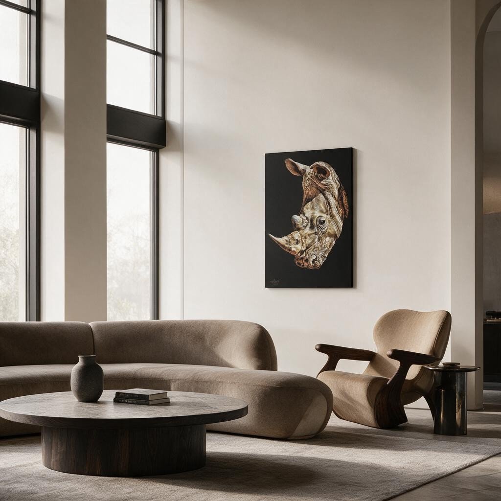 Rhino Fine Art Giclée Matte Black Poster - HD Printing