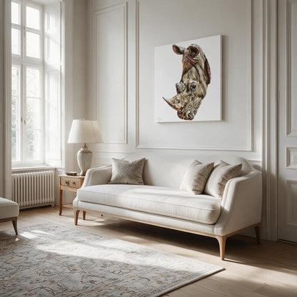 Rhino Satin Stretched Canvas Print - HD Printing