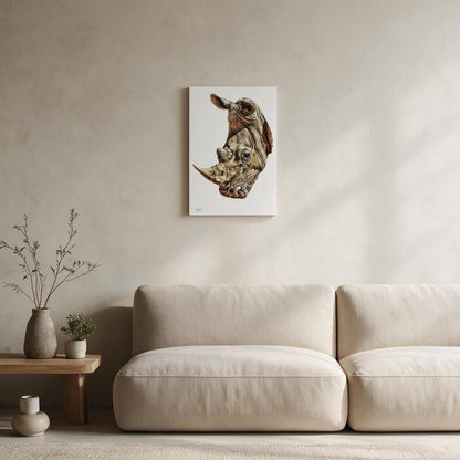 Rhino Satin Stretched Canvas Print - HD Printing