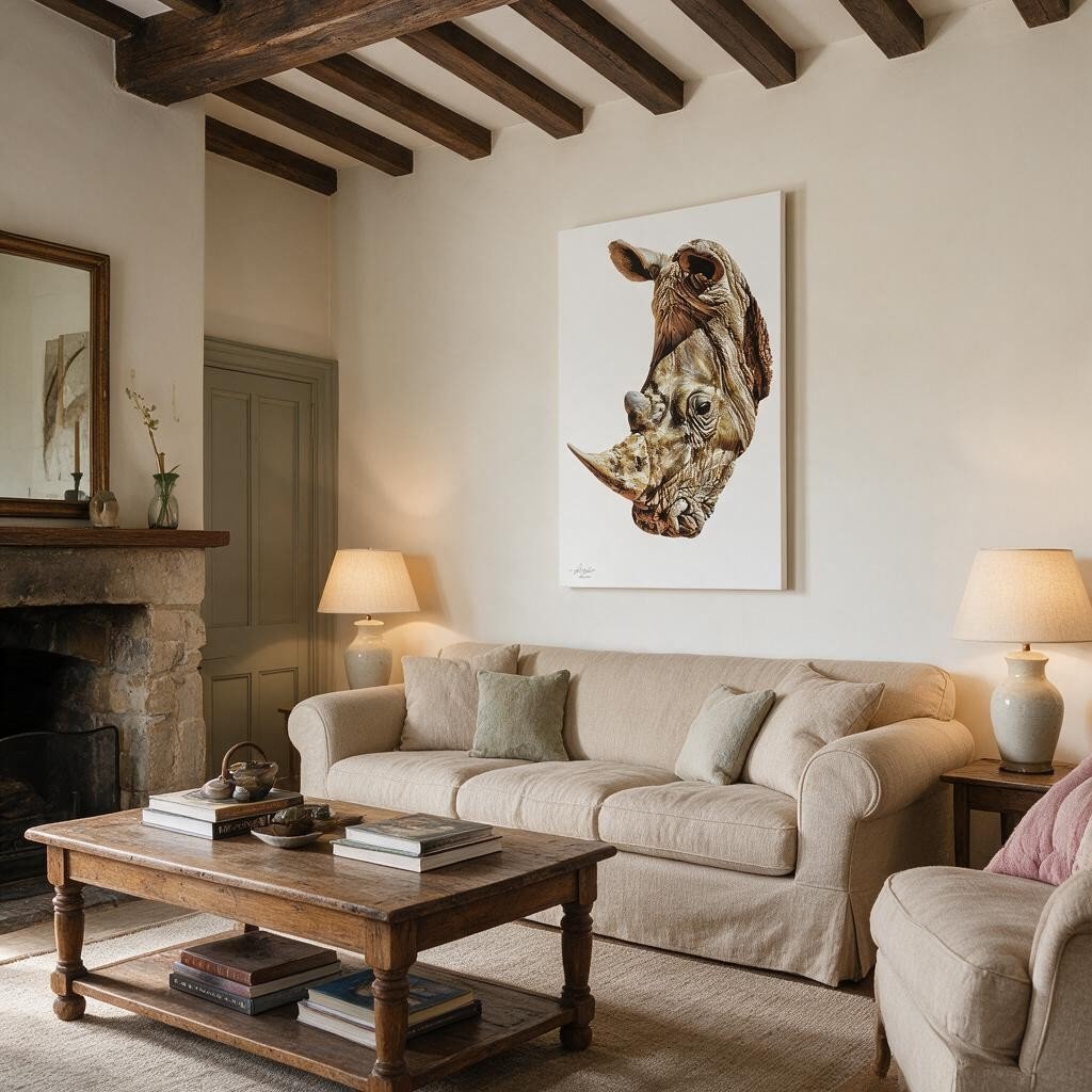 Rhino Satin Stretched Canvas Print - HD Printing
