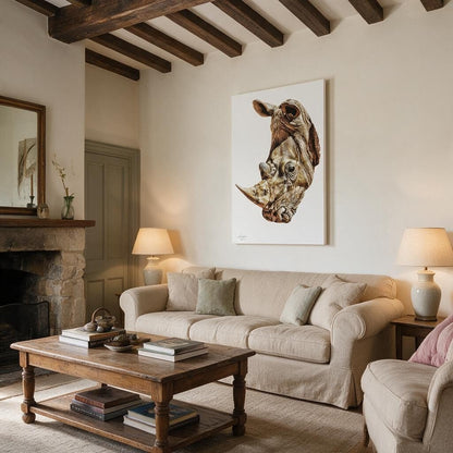 Rhino Satin Stretched Canvas Print - HD Printing