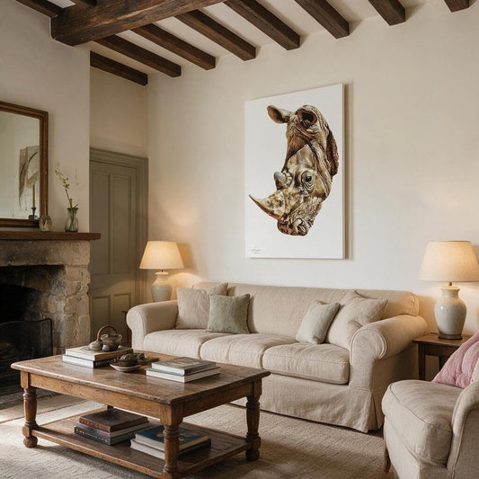 Rhino Satin Stretched Canvas Print - HD Printing