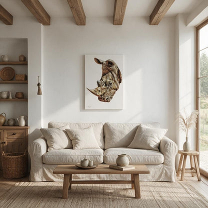 Rhino Satin Stretched Canvas Print - HD Printing