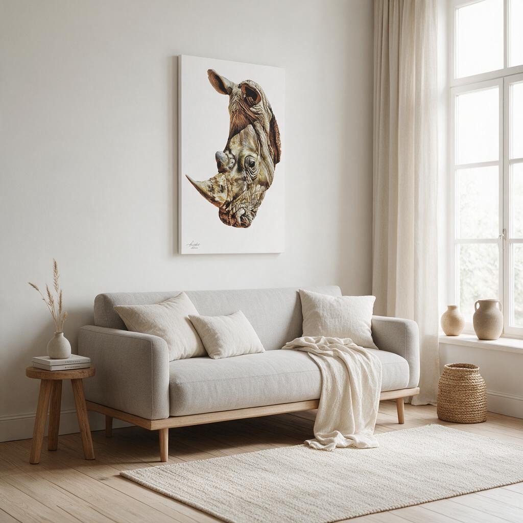 Rhino Satin Stretched Canvas Print - HD Printing