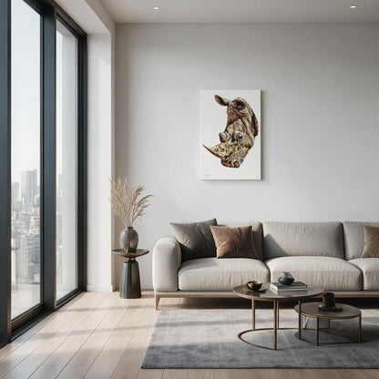 Rhino Satin Stretched Canvas Print - HD Printing